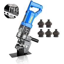 Electric Hydraulic Hole Puncher, Electric Hydraulic Hole Punching Tool Hole Digger with 5 Dies for Iron Copper Aluminum Plate Angle Steel Metal Hole Punch
