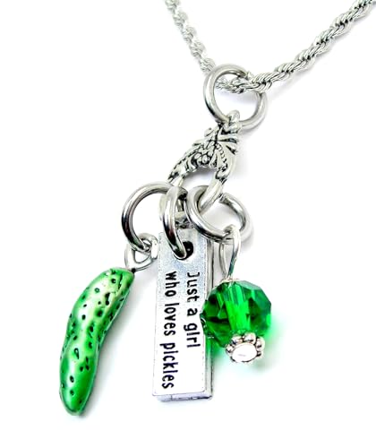 ChubbyChicoCharms Loves pickles charm 20" Necklace pickle jewelry with picklejar charms2