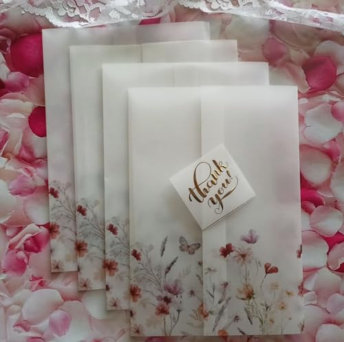 Vellum Jackets for Destination Wedding, 115 GSM Thick Printed Vellum Wraps, Neutral Wedding - Pack of 50 Sheets