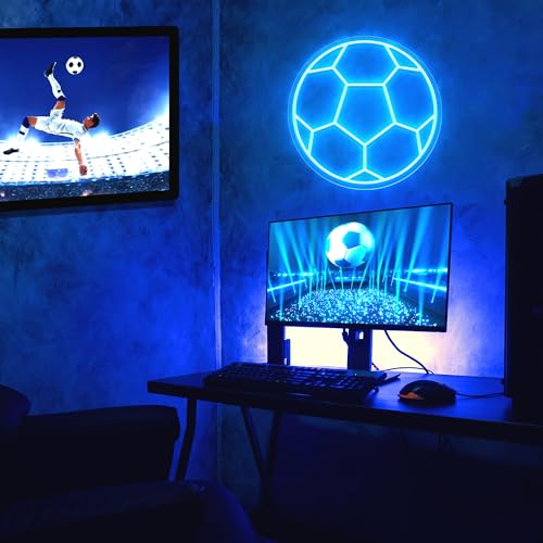 Image of Soccer Neon Sign, Dimmable LED Neon Signs for Wall Decor, Football LED Neon Light, Powered by USB Neon Sign, Sports Neon Signs for Room Bedroom Decor Kids Holiday Gifts