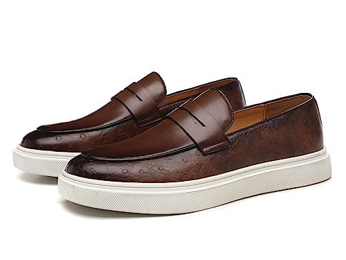 Men's Leather Penny Loafers Non-Slip Wear-Resistant Shoes Thick Sole Slip-on Business Casual Shoes Comfortable Breathable Men's Walking Shoes4