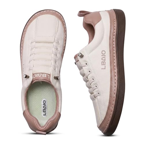 LBAIO Women's Wide Toe Box Slip-On Sneakers, Wide Width Barefoot Shoes with Zero Drop, Comfortable Casual Walking Shoes for Women, Lightweight Minimalist Sneakers for Wide Feet