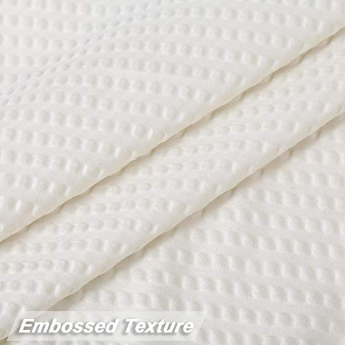 Caromio Soft Microfiber Fabric Shower Curtain Or Liner For Bathroom, Decorative Embossed Pattern, Water Repellent, Cream, 72X84 Inches #TOP4