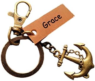 Anchor Keychain Engraved Leather Keychain Custom Key Chain Gift Personalized Keychain Bag Accessories