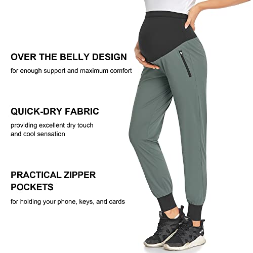 Amposh Women's Maternity Quick-Dry Pants Workout Scrub Joggers Pregnancy Sweatpants(Dark Gray, L) #TOP1