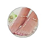 Olbye Pearl Toe Ring Anklet Bracelet Gold Barefoot Sandals Personalize Foot Chain Jewelry for Women Beach Wedding 2 Pcs