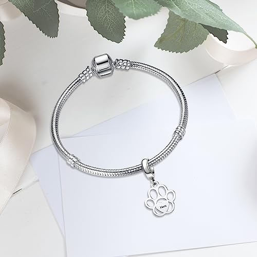 CharmSStory Heart Love Dog Pet Paw Print Custom Name Heart Charms for Bracelets Compatible with Pandora Bracelets for Dog Pet Lover3