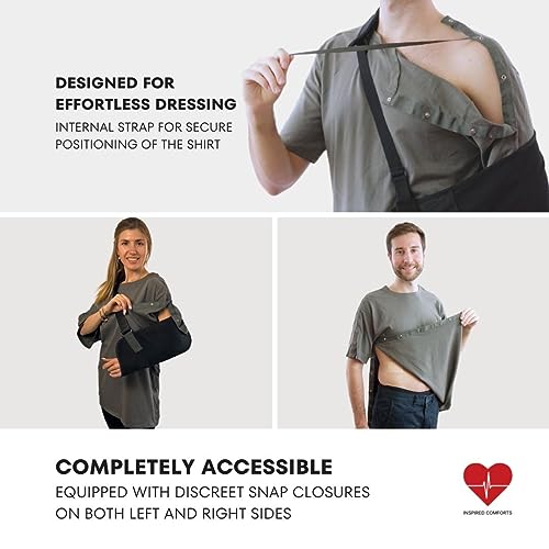 Inspired Comforts Unisex Post Surgery & Rehab Dual Access Crew Neck Snap Shirt2