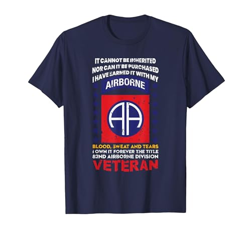 Veteran 82nd Airborne Division USA Retired T-Shirt, Men, Navy Blue, 3X-Large
