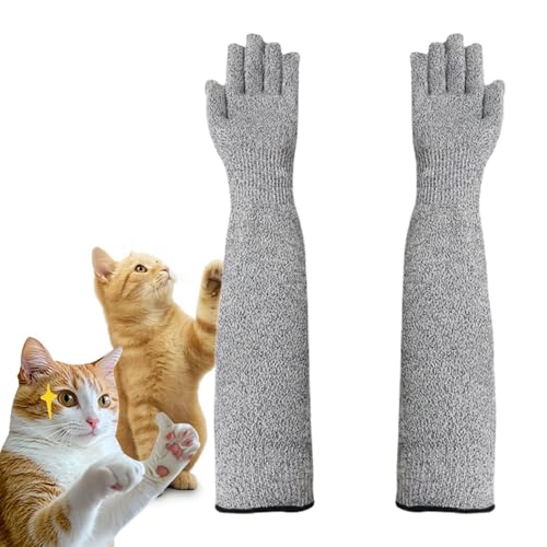 MANON ROSA Ultra-Flexible Pet Handling Sleeves 15.7 Kevlar Fiber Scratch -Resistant Gloves for Cat Grooming Nail Trimming & Bathing Breathable & High Dexterity Arm Protection (1 Pair)