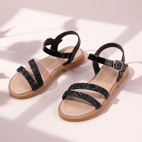Image of PANDNAINJIA Girls Sandals Open Toe Toddler Kids Dress Summer Shoes | Open Toe Girl Sandals, Hook and Loop, Comfortable Insole, Classic Style, Flower Girl Wedding Party Daily Shoes