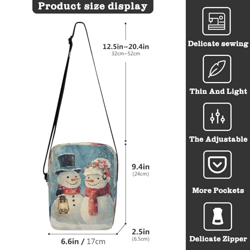 Crossbody Bag Christmas Snowman Winter Messenger Bag for Women Men Purse Shoulder Bag Satchel Bag with Adjustable Strap 202b68283