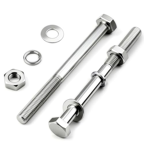 TXXATX 8 Stück Sechskantschrauben M10x140 mm Schrauben mit Muttern Teilgewinde Sechskantschrauben mit Schaft verzinkt Schlossschrauben M10 Maschinenschrauben für Verbinden Befestigen Montieren