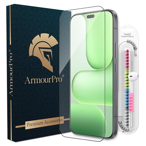 Image of ArmourPro Military-Grade Tempered Glass for Honor 600 Lite - 9H Anti Scratch, Edge-to-Edge Coverage, HD Clarity, Smooth Touch, Case Friendly, Easy Installation Kit with Cable Protector
