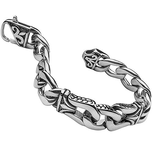 Amazing Heavy Men's Link Bracelets Stainless Steel Link Bracelet Chain Silver Black(Gift Box) #TOP1