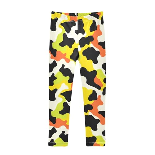 Yellow Green Cow Girls Leggings Soft Stretch Workout Yoga Dance Pants for Kids Casual Tights