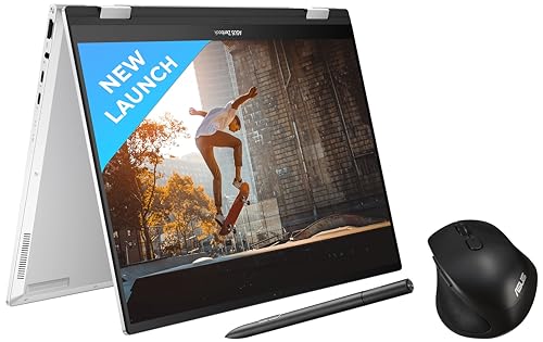 Image of ASUS Zenbook 14 Flip OLED (2023), Intel Core EVO i7-1360P 13th Gen, 14 inch (35.56 cm) 2.8K 90Hz OLED, (16GB RAM & 1TB SSD), UP3404VA-KN753WS + MW203 Mouse (Black)