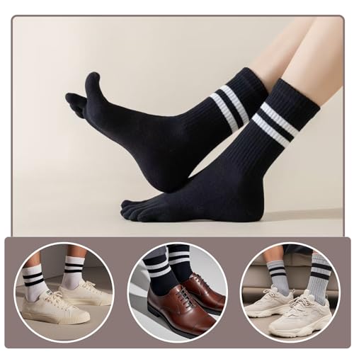 Toe Socks Women Five Fingers Crew Socks for Running Athletic Hiking Comfort Toe Separator Barefoot Sock 4 Pairs4