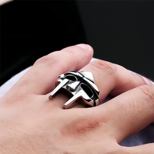 Adjustable Doom Mask Vintage Viking Rings for Men, Jewelry Silver Plated Metal Ring4