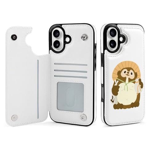 iPhone16Plus用ケース 手帳型 信楽焼の狸の置物 狸 アイフォン16Plus用ケース 背面 財布型 2024年 スマホケース PUレザー カード収納 スタンド機能 おしゃれ