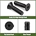 100 PCS M4 x 10mm Flat Head Socket Cap Screws Bolts, 10.9 Grade Carbon Steel Countersunk Allen Bolts, Full Thread, Black Coating, Screwdriver Included