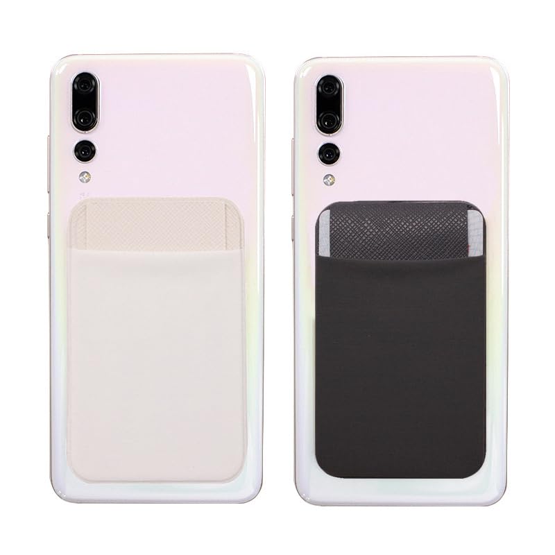 Mizi (2 Pack Adhesive Phone Wallet with Flap, 4 Cards Holder for Back of Phone Stick on Phone Cases for iPhone/Android/Samsung Galaxy - (Grey/White)-image-4