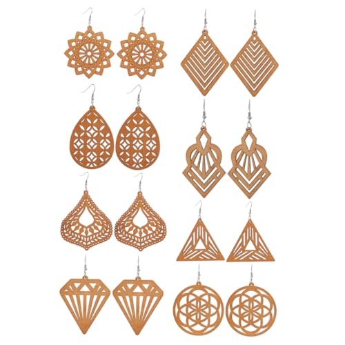 Bijoux motif africain 8 boucles d'oreilles en bois tendances pour femme