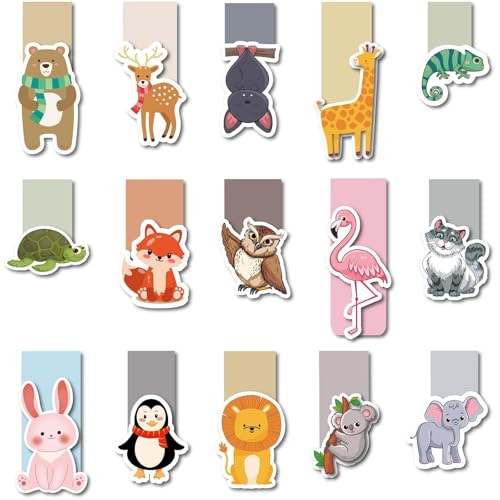 Magnetische Lesezeichen, bunte Magnet Seitenmarkierungen, magnetische Buchmarkierungen, verschiedene magnetische Seitenclips Lesezeichen für Kinder, Schule, Schreibwaren, Buchlesen (Tier)