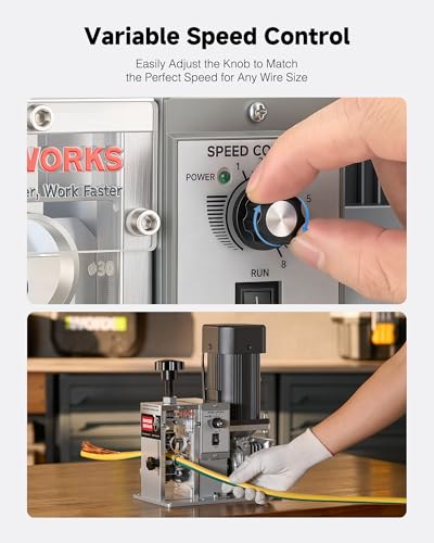 Image of CREWORKS 250W Electric Wire Stripper Machine, 0.06 inch-1.18 inch, Adjustable Speed | Strips 0.06-1.18 in cables, 1.5 to 30 mm scrap copper wire recycling; 60Si2Mn spring steel and 6061 aluminum build