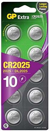 CR2025 Battery 3V Lithium - Pack of 10 GP Extra batteries (CR 2025 / Batteries CR2025 / DL2025 / ECR2025/) Ideal for 3D Glasses - Bike Lights - Watches - Heartbeat monitors \