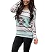 Women T-Shirt,Haoricu Women Cotton Geometry Printing Long Sleeve Round Neck Pullover Blouse Tops Shirt (S, Blue)