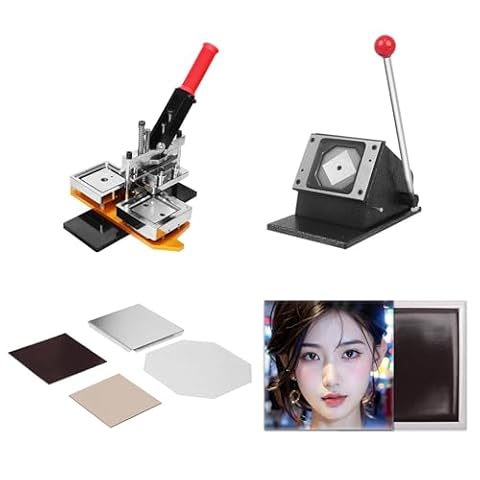 Tworzenie przypinek z magnesem na lodówkę, profesjonalny producent metalowych przypinek, z obcinaczem papieru 100/1000 elementów, 50x50 mm samodzielnego tworzenia przypinek,Machine+1000pcs(Cardboard)