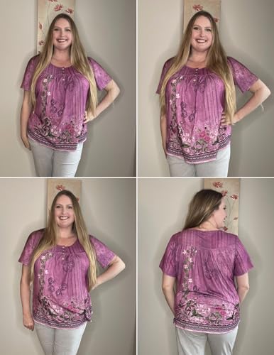 Image of IN'VOLAND Plus Size Tops for Women Short Sleeve Shirts Dressy Casual Tunics