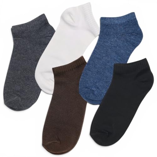 Image of Ankle Socks for Men & Women (Unisex) - Made with Soft, Breathable & Durable Cotton, Anti Odour, Multicoloured - Free Size - Pack of 5 - suitable for Sports, Gym and Daily use