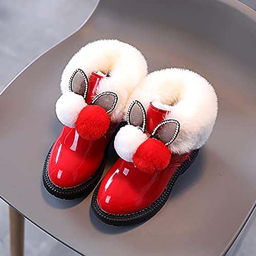 EnJoCho Baby Toddler Girls Fall Winter Snow Boots 1-6 Years Old Kids Hairball Sneakers Warm Anti-Slip Single Shoes (Red-06#, 12-15Months)3
