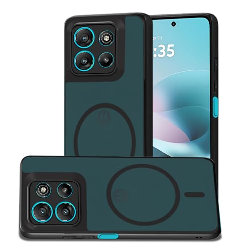 Image of AESTMO Motorola Moto G67 Power / G57 Power 5G Back Cover | 360 Protection | Matte Frosted Hard Back Translucent | Compatible with MagSafe Accessories (MagSafe Matte Hard Black Bumber)