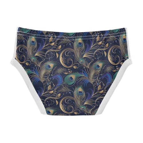 visesunny Boys Cotton Underwear Dark Blue Peacock Feather Printed Toddler Soft Training Briefs Size 2T-8Y for Kids2