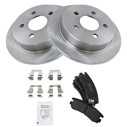 Image of TRQ Rear Semi Metallic Brake Pad and Rotor Set | For 00-05 Chevrolet Impala 00-05 Chevrolet Monte Carlo 04-05 Buick Century 99-05 Pontiac Grand Am with Rear Disc Brakes