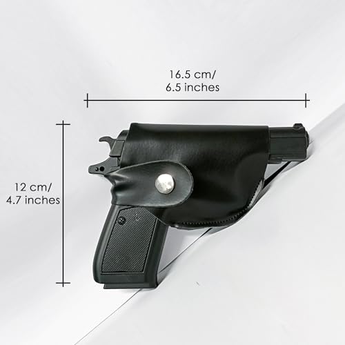 Image of Z83 Lighter with Barrel Half Pull Back Heavy Metal Made Black Color Gun Shape Gas Lighter with PU Holster | Dummy Gun Jet Flame Butane Refillable Lighter