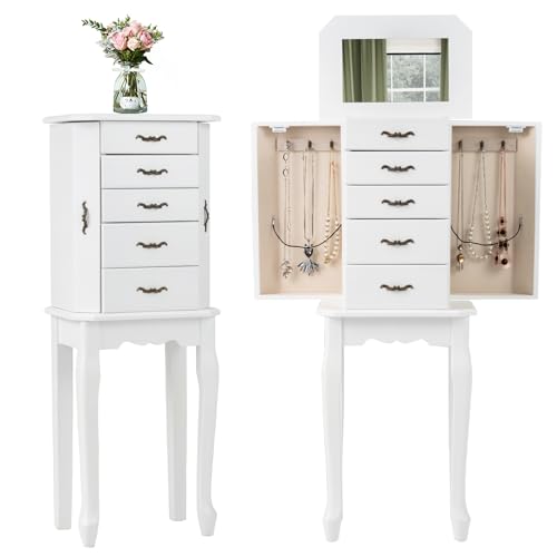 Charmaid Jewelry Armoire with Mirror and Storage
