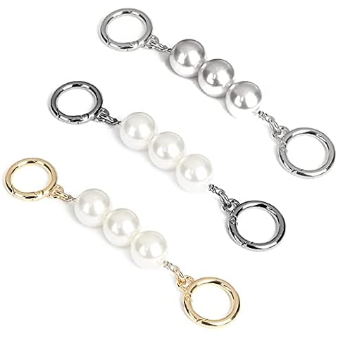 Sctmda Short Handbag Strap 3 Pieces Artificial Pearls Bag Strap Bag Chain Strap Extender Handbag Extender Short Strap Bag Chain Handle Pearl Replacement Chain Strap DIY Bag Strap Cover