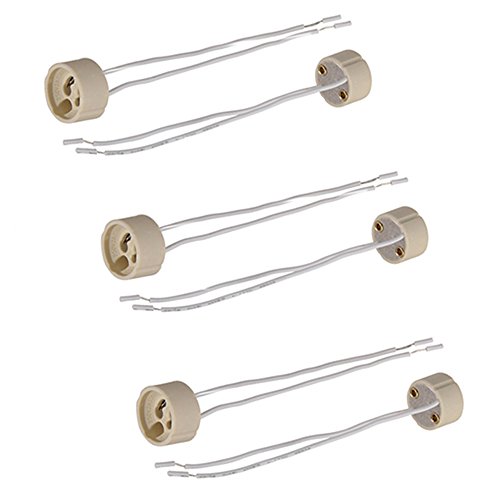 Portalampada GU10 In Ceramica 240V - Attacco Per Lampadina LED/Alogena Con Cavi 150mm - Max 100W