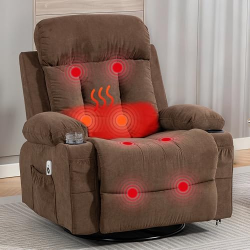 WiNVO 360 Swivel Rocking Chair, Rocker Recliner with...