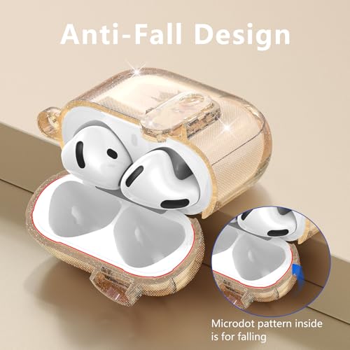 Image of (with Safety Lock) VISOOM 2025 Clear Cases For Airpods iPods 4 Case Cover Women, Bling Airpod iPod 4 Case Soft 4th Gen Air Pods iPods Cases With Keychain for Apple Headphones Airpods4 Generation-Khaki