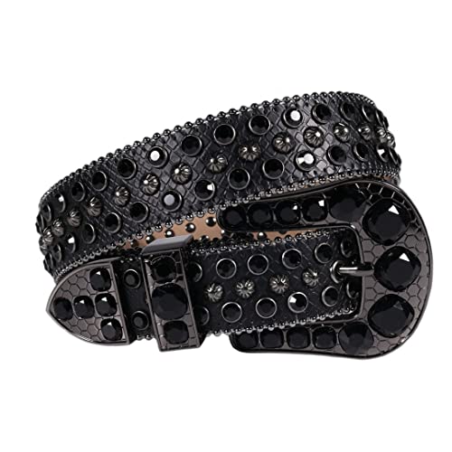 Wvapzxx Western Rhinestone Belts Glass Buckle Luxury Strap With Diamonds Women Men Waistband