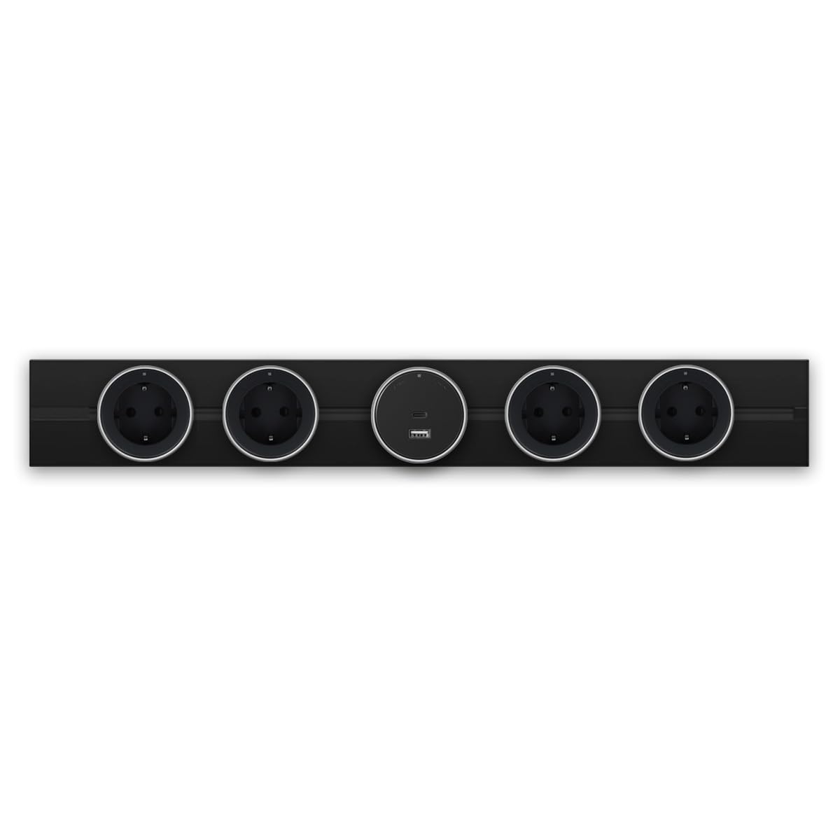 Steckdosenschienensystem 100cm AP + 4 Steckdosen + USB-A/C Power Track Stromschiene
