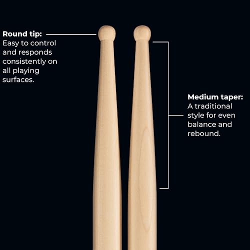 Meinl Stick & Brush Drumsticks, Concert SD1-Hard Maple with Round Shape Wood Tip-Made in Germany (SB113), Beige, Single Pair - Image 3