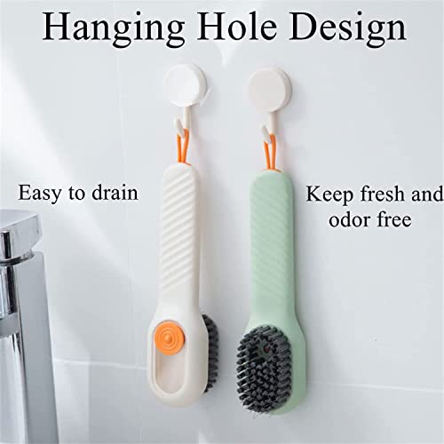 Image of Multifunctional Liquid Shoe Brush with Liquid Box, Adding Liquid Filled Shoe Washing Brush with Soap Dispenser Press Type, Long Handle Shoe Scrubbing Brush Cleaning with New Liquid Cartridge