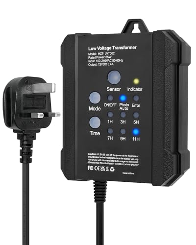 SMY Lighting 65W Power Supply Outdoor Low Voltage LED Driver with Timer and Photocell Sensor,230V AC to 12V DC Transformer Weatherproof for LED Landscape Lighting,Deck Lights,Spotlight, Pathway Light