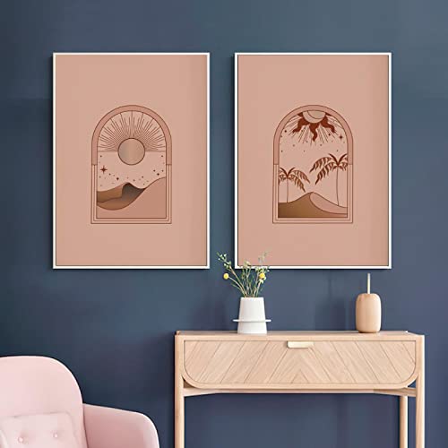 Affiche bohème abstrait soleil lune impression toile luxe
